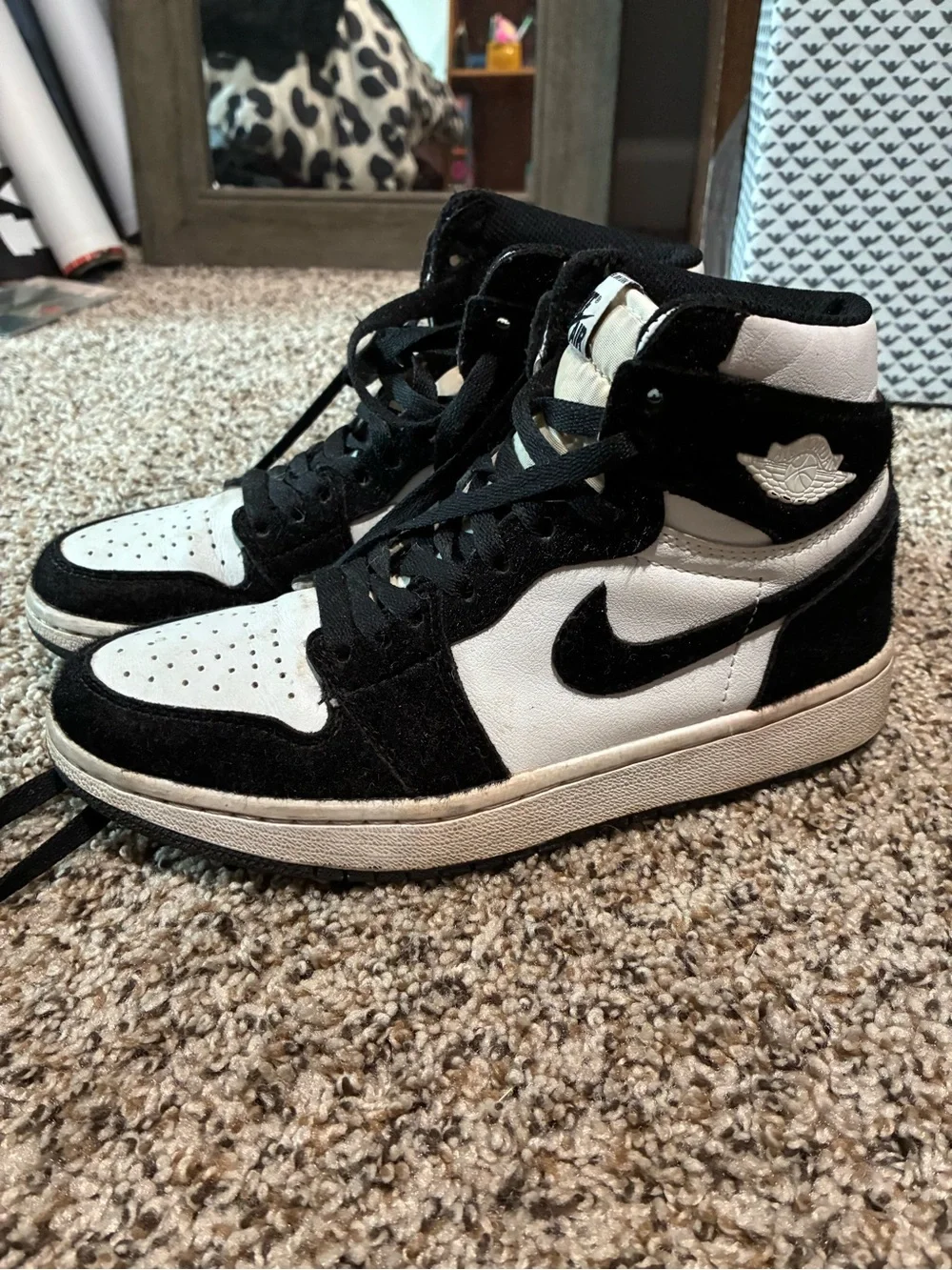 Jordan Black and White High-Top Sneakers